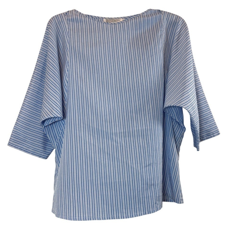 Andre Christian Paris Blue Top Blouse‎ Womens Preppy Lightweight Retro Size M